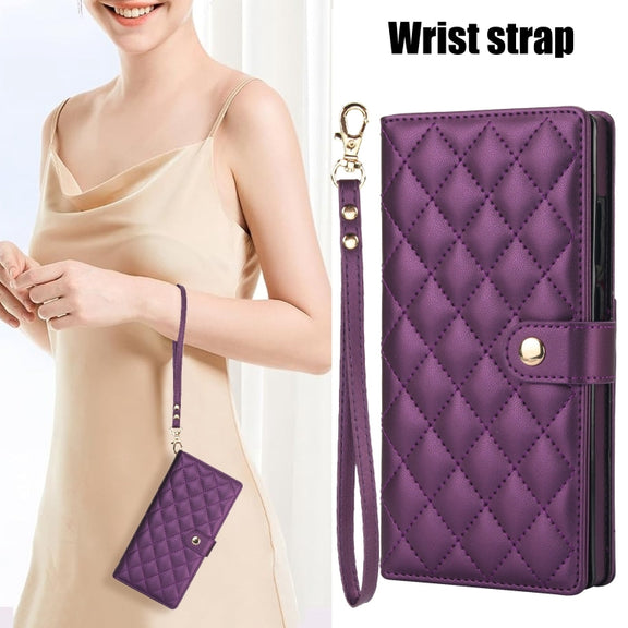 For Samsung Galaxy S24 Ultra 5G Crossbody Multifunction Rhombic Leather Phone Case(Dark Purple)