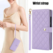 For Samsung Galaxy S24 Ultra 5G Crossbody Multifunction Rhombic Leather Phone Case(Purple)