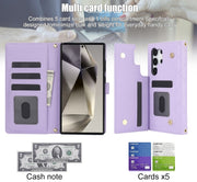 For Samsung Galaxy S24 Ultra 5G Crossbody Multifunction Rhombic Leather Phone Case(Purple)