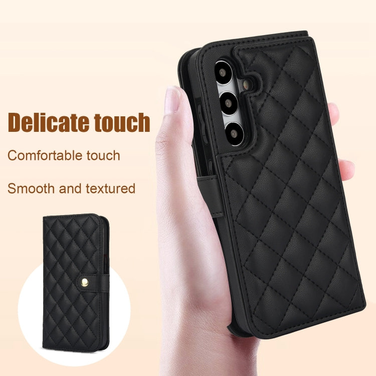 For Samsung Galaxy S24+ 5G Crossbody Multifunction Rhombic Leather Phone Case(Black) - free shipping - PMC Jewellery - Order now!