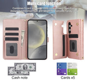 For Samsung Galaxy S24+ 5G Crossbody Multifunction Rhombic Leather Phone Case(Rose Gold)