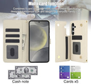 For Samsung Galaxy S24 5G Crossbody Multifunction Rhombic Leather Phone Case(White)