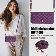 For Samsung Galaxy S24 5G Crossbody Multifunction Rhombic Leather Phone Case(Dark Purple)