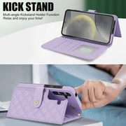 For Samsung Galaxy S24 5G Crossbody Multifunction Rhombic Leather Phone Case(Purple)