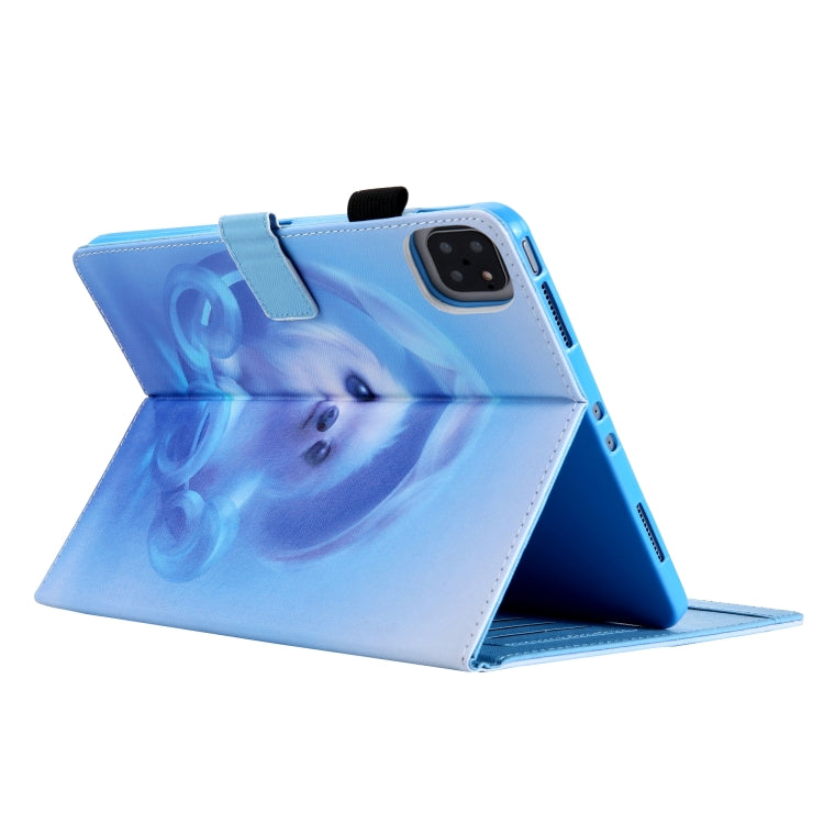 For iPad Pro 11 2024 Colored Drawing Leather Smart Tablet Case(Blue Dog) - iPad Pro 11 2024 Cases by PMC TechLife | Online Shopping South Africa | PMC TechLife | Buy Now Pay Later Mobicred