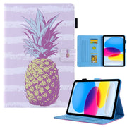 For iPad Pro 11 2024 Colored Drawing Leather Smart Tablet Case(Gold Pineapple)