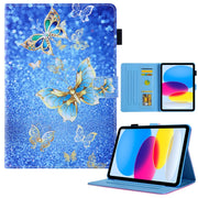 For iPad Pro 11 2024 Colored Drawing Leather Smart Tablet Case(Golden Butterfly)