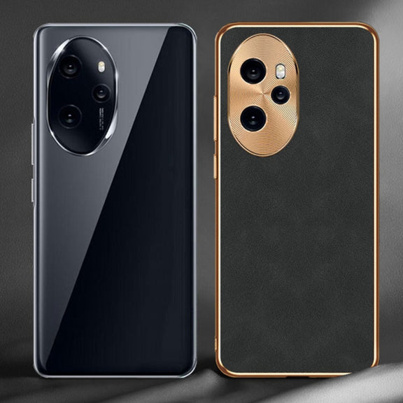 For Honor Magic6 Pro Electroplating Lambskin Leather Phone Case(Black)