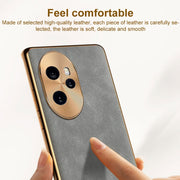 For Honor Magic6 Pro Electroplating Lambskin Leather Phone Case(Black)