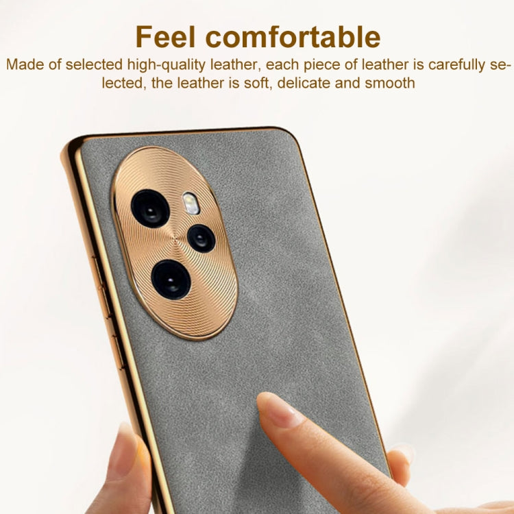 For Honor Magic6 Pro Electroplating Lambskin Leather Phone Case(Blue)