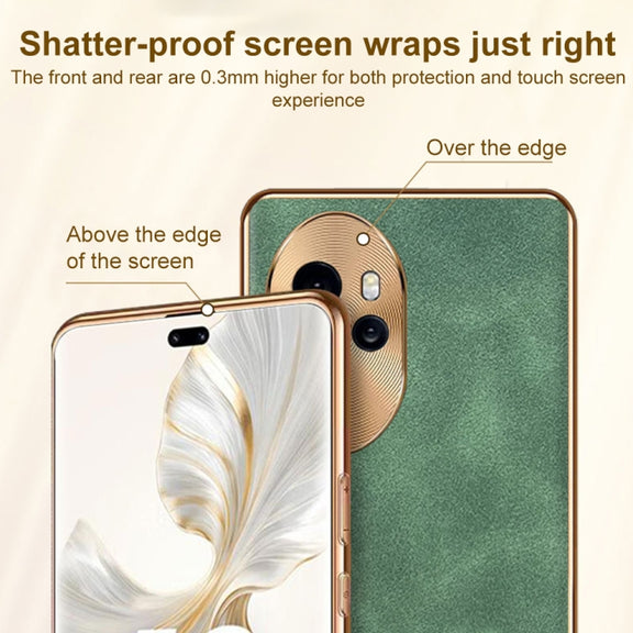 For Honor Magic6 Pro Electroplating Lambskin Leather Phone Case(Black)