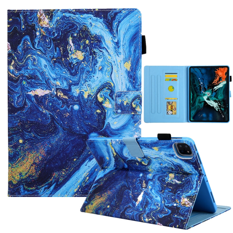 For iPad Pro 11 2024 Colored Drawing Leather Smart Tablet Case(Blue Gold) - iPad Pro 11 2024 Cases by PMC TechLife | Online Shopping South Africa | PMC TechLife | Buy Now Pay Later Mobicred