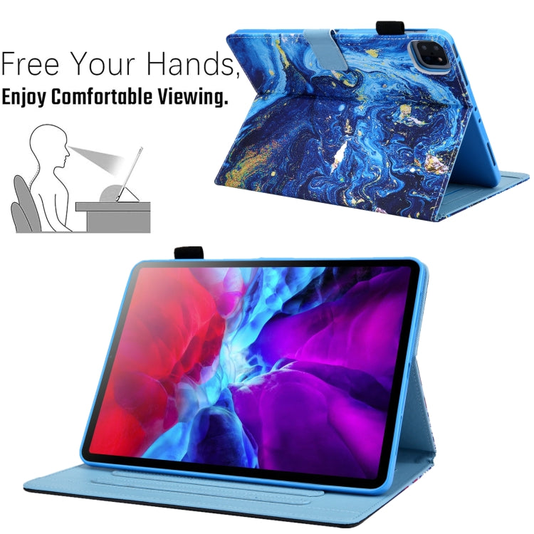 For iPad Pro 11 2024 Colored Drawing Leather Smart Tablet Case(Blue Gold) - iPad Pro 11 2024 Cases by PMC TechLife | Online Shopping South Africa | PMC TechLife | Buy Now Pay Later Mobicred