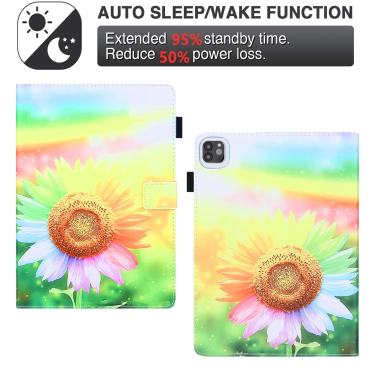 For iPad Pro 11 2024 Colored Drawing Leather Smart Tablet Case(Sunflower) - iPad Pro 11 2024 Cases by PMC TechLife | Online Shopping South Africa | PMC TechLife | Buy Now Pay Later Mobicred