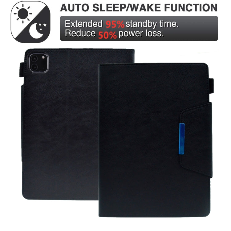 For iPad Pro 11 2024 Suede Cross Texture Magnetic Clasp Leather Smart Tablet Case(Black) - iPad Pro 11 2024 Cases by PMC TechLife | Online Shopping South Africa | PMC TechLife | Buy Now Pay Later Mobicred
