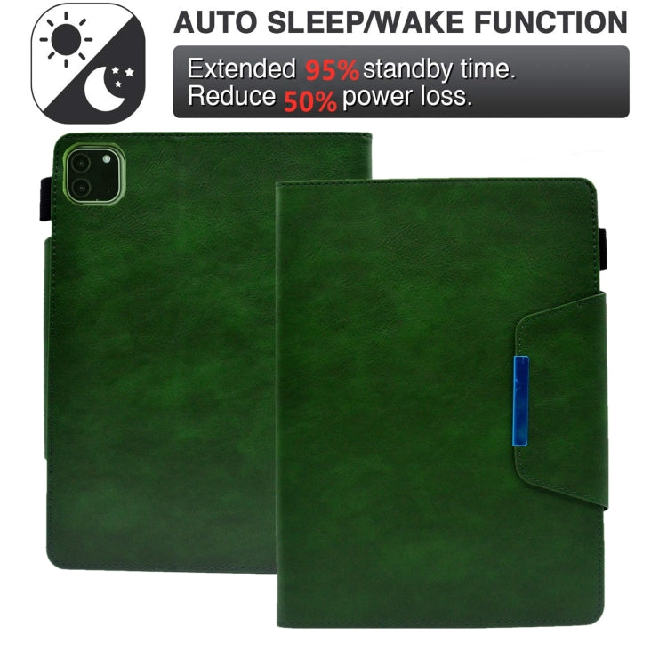 For iPad Pro 11 2024 Suede Cross Texture Magnetic Clasp Leather Smart Tablet Case(Green) - iPad Pro 11 2024 Cases by PMC TechLife | Online Shopping South Africa | PMC TechLife | Buy Now Pay Later Mobicred