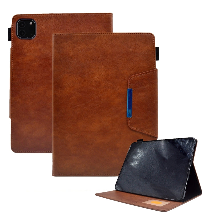 For iPad Pro 11 2024 Suede Cross Texture Magnetic Clasp Leather Smart Tablet Case(Brown) - iPad Pro 11 2024 Cases by PMC TechLife | Online Shopping South Africa | PMC TechLife | Buy Now Pay Later Mobicred