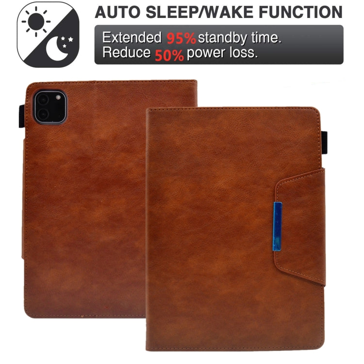 For iPad Pro 11 2024 Suede Cross Texture Magnetic Clasp Leather Smart Tablet Case(Brown) - iPad Pro 11 2024 Cases by PMC TechLife | Online Shopping South Africa | PMC TechLife | Buy Now Pay Later Mobicred