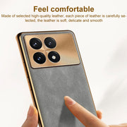 For Xiaomi Redmi K70 Electroplating Lambskin Leather Phone Case(Blue)