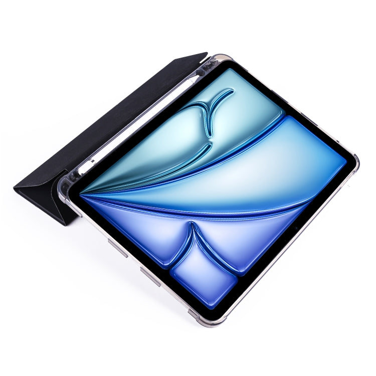 For iPad Air 11 2024 3-fold TPU Leather Smart Tablet Case with Pen Slot(Black) - iPad Air 11 2024 Cases by PMC TechLife | Online Shopping South Africa | PMC TechLife | Buy Now Pay Later Mobicred