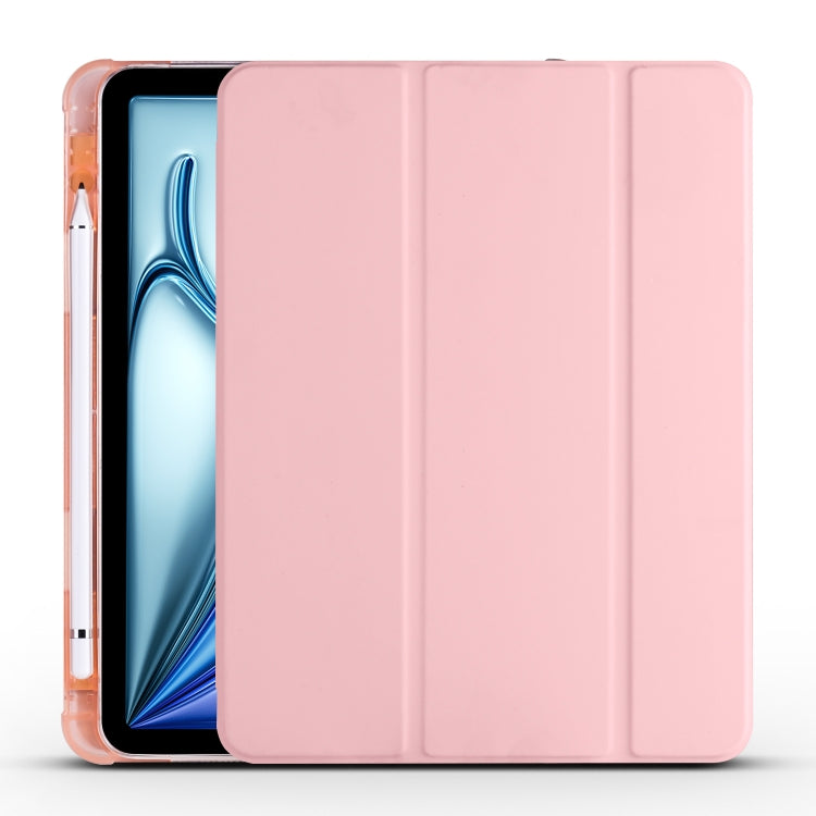 For iPad Air 11 2025 / 2024 3-fold TPU Leather Smart Tablet Case with Pen Slot(Pink) - free shipping - PMC TechLife - Order now!