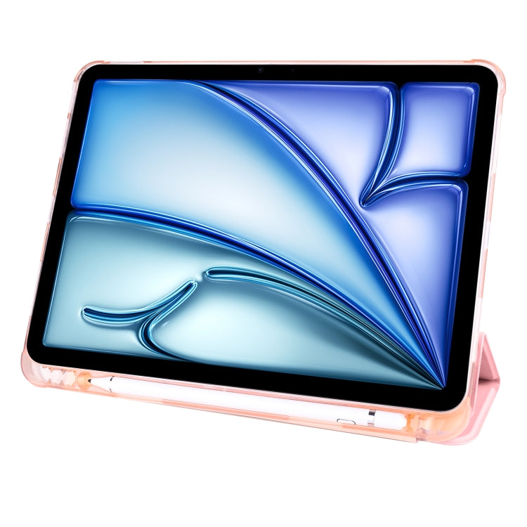 For iPad Air 11 2025 / 2024 3-fold TPU Leather Smart Tablet Case with Pen Slot(Pink) - free shipping - PMC TechLife - Order now!