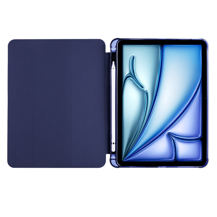 For iPad Air 11 2024 3-fold TPU Leather Smart Tablet Case with Pen Slot(Dark Blue) - iPad Air 11 2024 Cases by PMC TechLife | Online Shopping South Africa | PMC TechLife | Buy Now Pay Later Mobicred