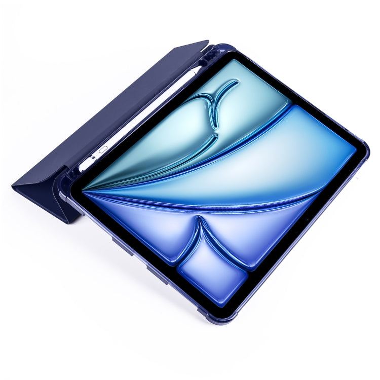 For iPad Air 11 2024 3-fold TPU Leather Smart Tablet Case with Pen Slot(Dark Blue) - iPad Air 11 2024 Cases by PMC TechLife | Online Shopping South Africa | PMC TechLife | Buy Now Pay Later Mobicred