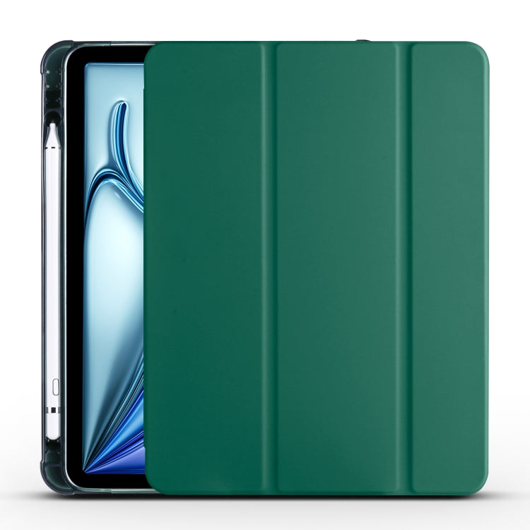 For iPad Air 11 2024 3-fold TPU Leather Smart Tablet Case with Pen Slot(Pine Green) - iPad Air 11 2024 Cases by PMC TechLife | Online Shopping South Africa | PMC TechLife | Buy Now Pay Later Mobicred