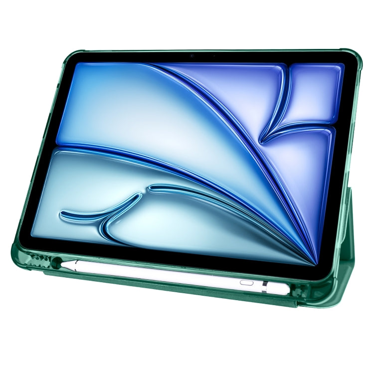 For iPad Air 11 2024 3-fold TPU Leather Smart Tablet Case with Pen Slot(Pine Green) - iPad Air 11 2024 Cases by PMC TechLife | Online Shopping South Africa | PMC TechLife | Buy Now Pay Later Mobicred