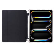 For iPad Pro 11 2024 3-fold TPU Leather Smart Tablet Case with Pen Slot(Black)
