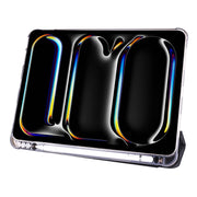 For iPad Pro 11 2024 3-fold TPU Leather Smart Tablet Case with Pen Slot(Black)