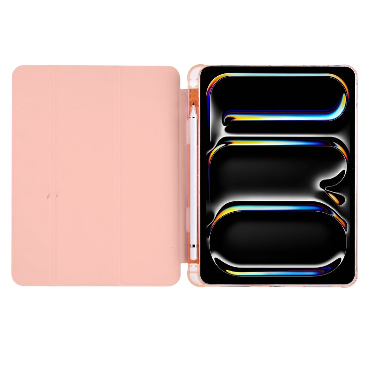For iPad Pro 11 2024 3-fold TPU Leather Smart Tablet Case with Pen Slot(Pink) - iPad Pro 11 2024 Cases by PMC TechLife | Online Shopping South Africa | PMC TechLife | Buy Now Pay Later Mobicred