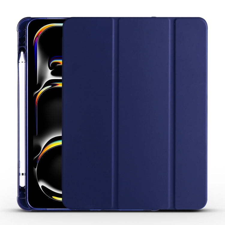 For iPad Pro 11 2024 3-fold TPU Leather Smart Tablet Case with Pen Slot(Dark Blue) - iPad Pro 11 2024 Cases by PMC TechLife | Online Shopping South Africa | PMC TechLife | Buy Now Pay Later Mobicred