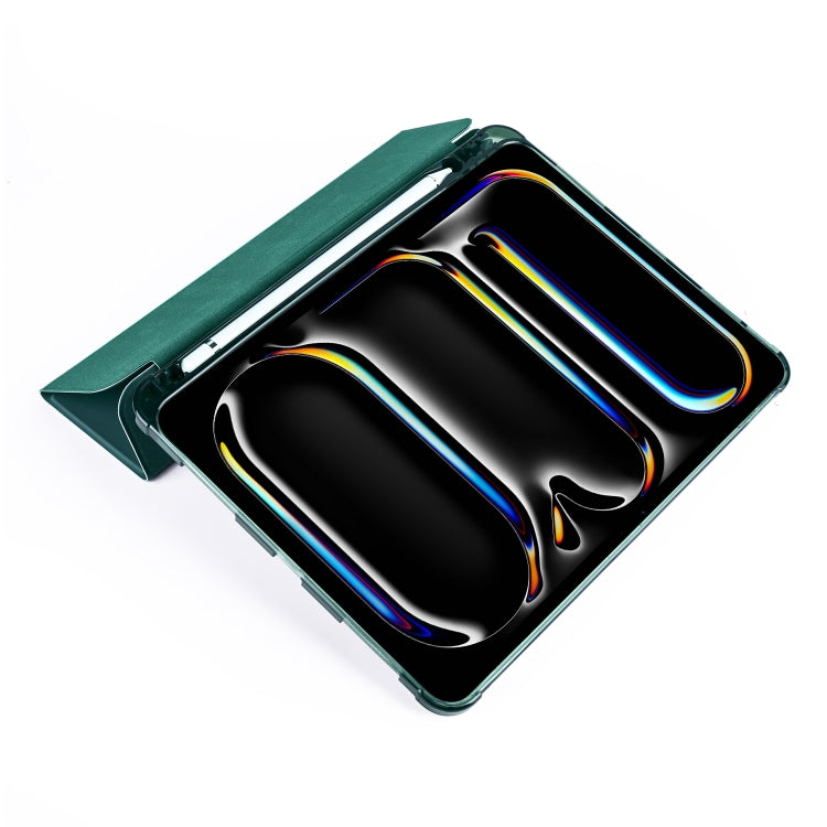 For iPad Pro 11 2024 3-fold TPU Leather Smart Tablet Case with Pen Slot(Pine Green) - iPad Pro 11 2024 Cases by PMC TechLife | Online Shopping South Africa | PMC TechLife | Buy Now Pay Later Mobicred