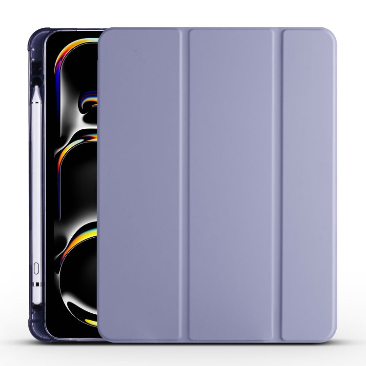 For iPad Pro 11 2024 3-fold TPU Leather Smart Tablet Case with Pen Slot(Lavender Purple) - iPad Pro 11 2024 Cases by PMC TechLife | Online Shopping South Africa | PMC TechLife | Buy Now Pay Later Mobicred