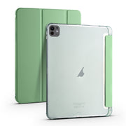 For iPad Pro 13 2024 3-fold TPU Leather Smart Tablet Case with Pen Slot(Matcha Green)