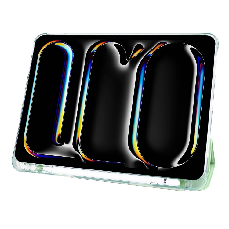 For iPad Pro 13 2024 3-fold TPU Leather Smart Tablet Case with Pen Slot(Matcha Green) - iPad Pro 13 2024 Cases by PMC TechLife | Online Shopping South Africa | PMC TechLife | Buy Now Pay Later Mobicred