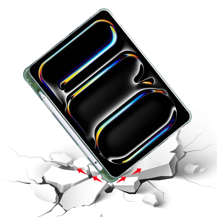 For iPad Pro 13 2024 3-fold TPU Leather Smart Tablet Case with Pen Slot(Matcha Green) - iPad Pro 13 2024 Cases by PMC TechLife | Online Shopping South Africa | PMC TechLife | Buy Now Pay Later Mobicred