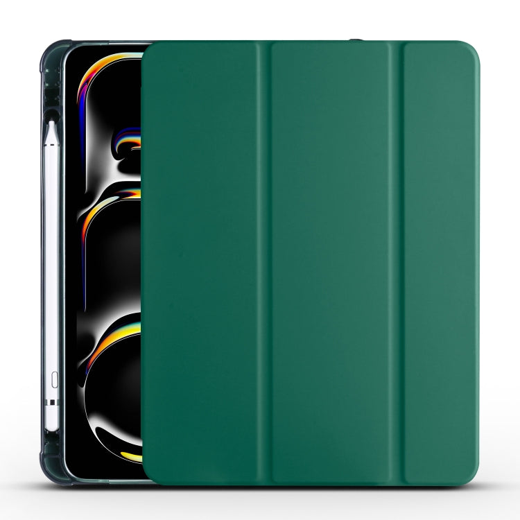 For iPad Pro 13 2024 3-fold TPU Leather Smart Tablet Case with Pen Slot(Pine Green) - iPad Pro 13 2024 Cases by PMC TechLife | Online Shopping South Africa | PMC TechLife | Buy Now Pay Later Mobicred
