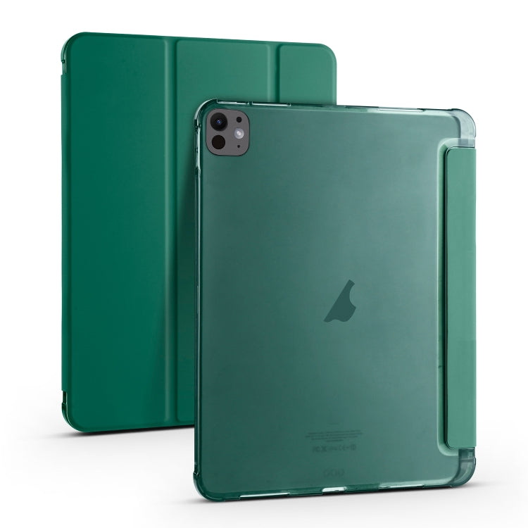 For iPad Pro 13 2024 3-fold TPU Leather Smart Tablet Case with Pen Slot(Pine Green) - iPad Pro 13 2024 Cases by PMC TechLife | Online Shopping South Africa | PMC TechLife | Buy Now Pay Later Mobicred