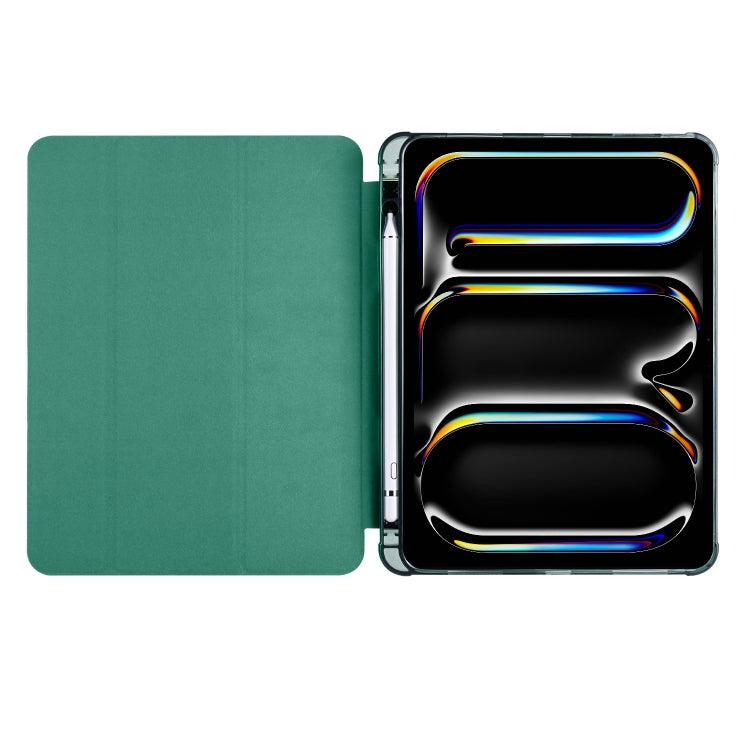 For iPad Pro 13 2024 3-fold TPU Leather Smart Tablet Case with Pen Slot(Pine Green) - iPad Pro 13 2024 Cases by PMC TechLife | Online Shopping South Africa | PMC TechLife | Buy Now Pay Later Mobicred