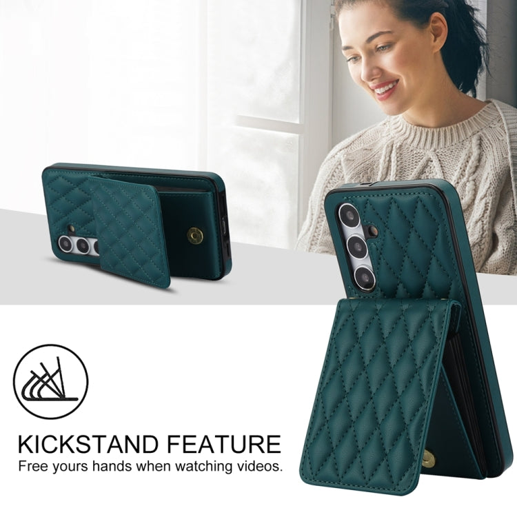 For Samsung Galaxy S24 5G YM015 Crossbody Rhombic Card Bag RFID Phone Case(Green)