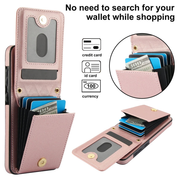 For Samsung Galaxy S24 5G YM015 Crossbody Rhombic Card Bag RFID Phone Case(Rose Gold)