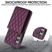 For Samsung Galaxy S24 5G YM015 Crossbody Rhombic Card Bag RFID Phone Case(Dark Purple)