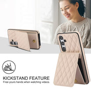 For Samsung Galaxy S24+ 5G YM015 Crossbody Rhombic Card Bag RFID Phone Case(White)