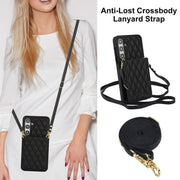 For Samsung Galaxy S24+ 5G YM015 Crossbody Rhombic Card Bag RFID Phone Case(Black)