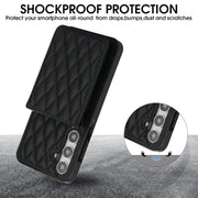 For Samsung Galaxy S24+ 5G YM015 Crossbody Rhombic Card Bag RFID Phone Case(Black)