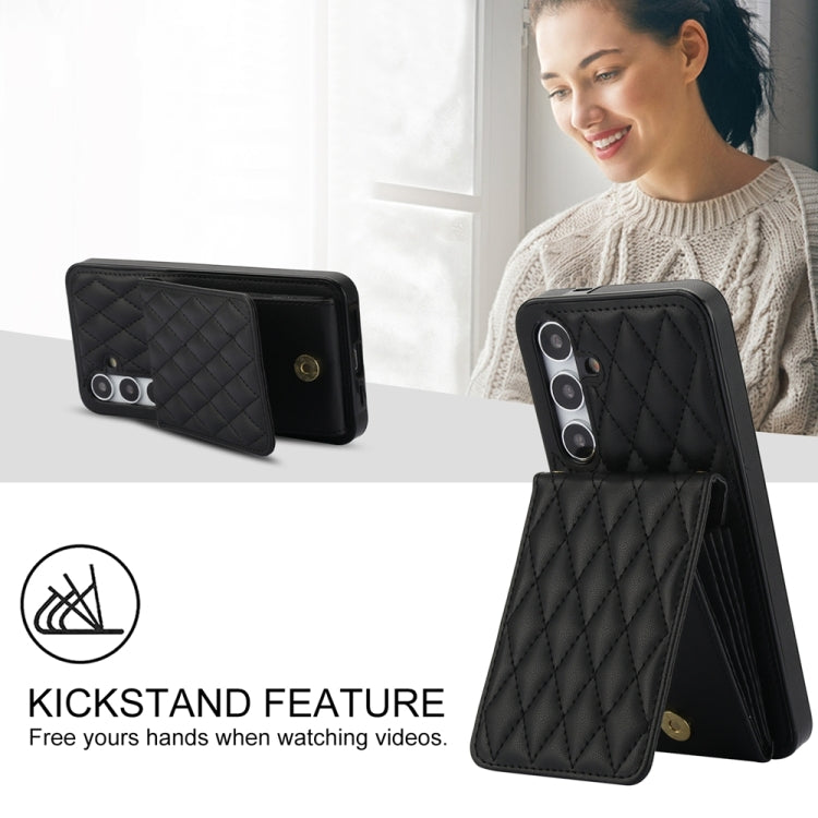 For Samsung Galaxy S24+ 5G YM015 Crossbody Rhombic Card Bag RFID Phone Case(Black)