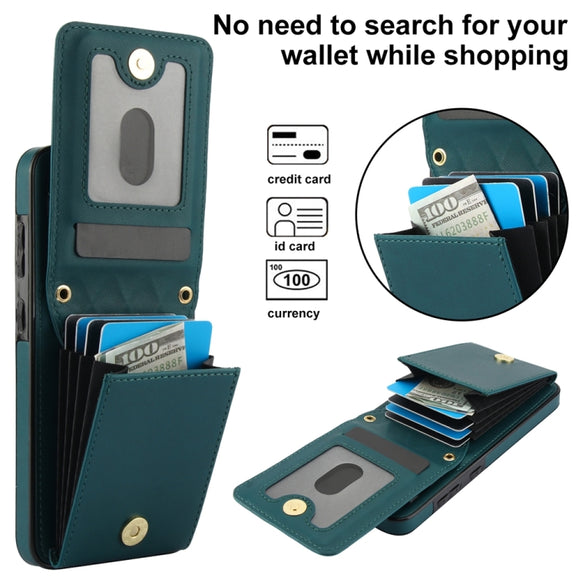 For Samsung Galaxy S24+ 5G YM015 Crossbody Rhombic Card Bag RFID Phone Case(Green)